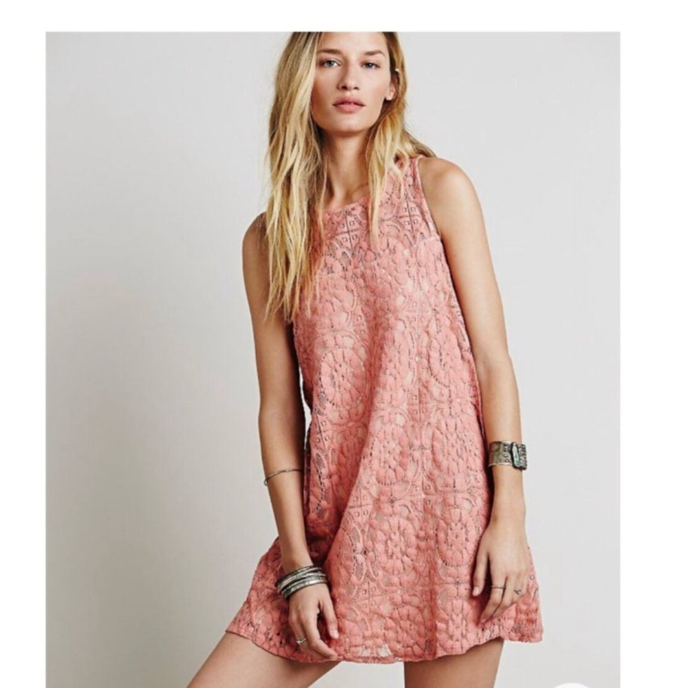 NWOT Free people Blush Pink Wallflower lace dress L